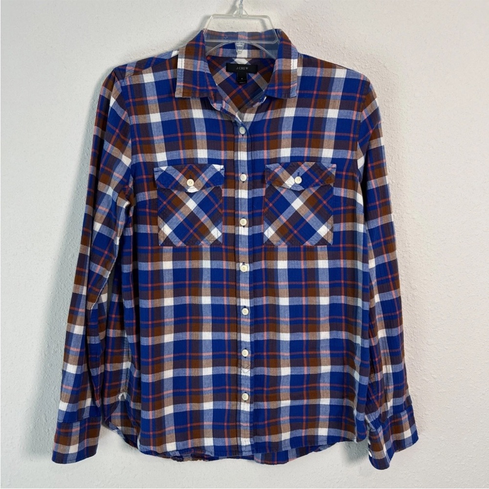 J Crew Classic-Fit Boy Shirt Colorful Plaid Flannel Button Down Women’s Sz 4